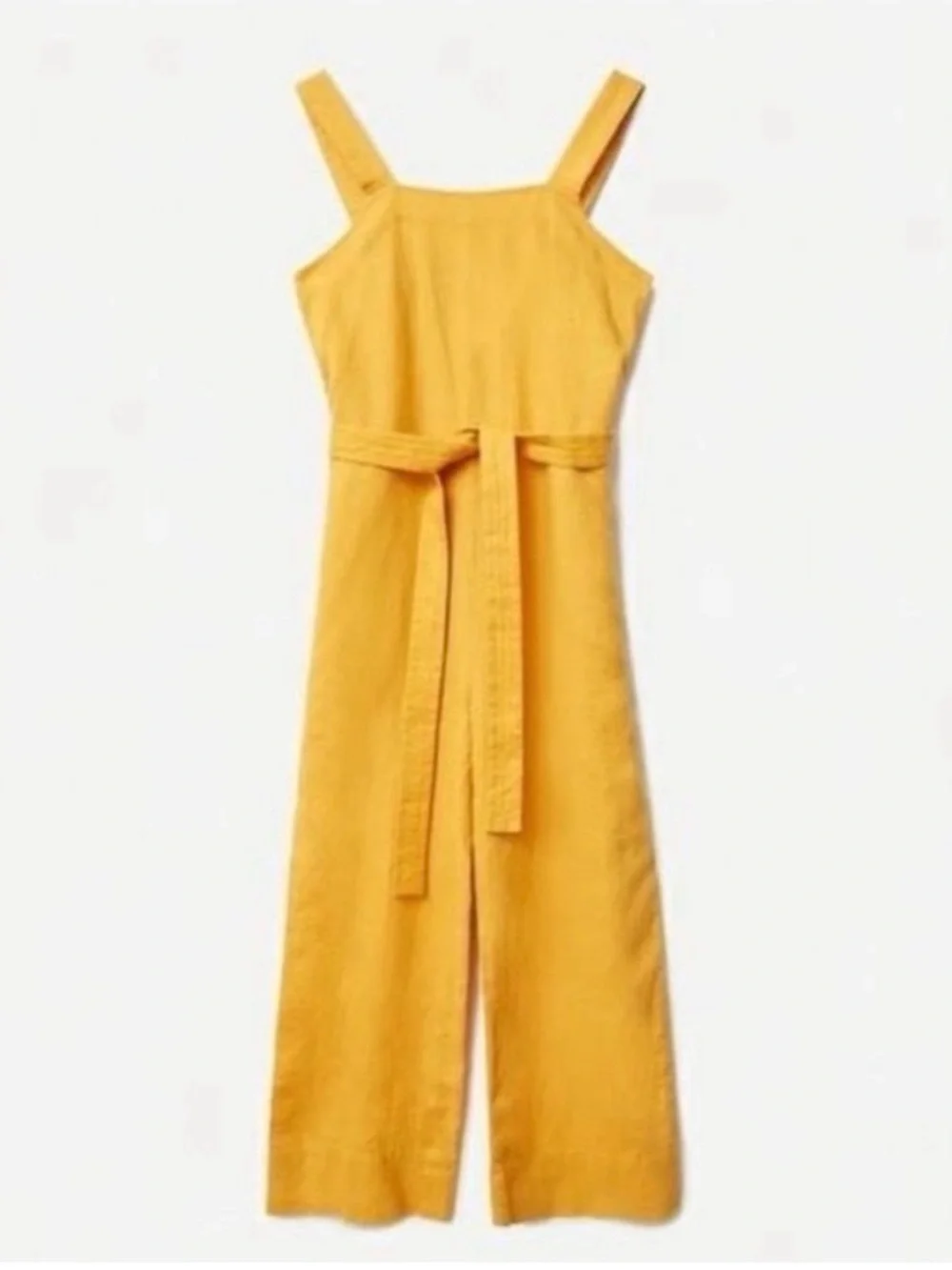 Everlane Linen Square Neck Jumpsuit in Yellow